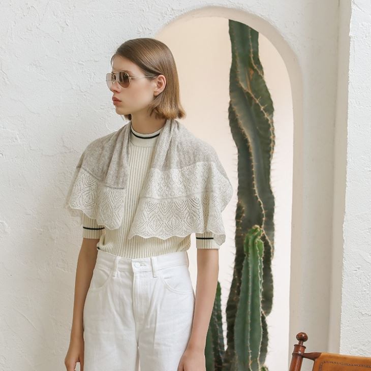 Organic Cashmere Knitted Scarf